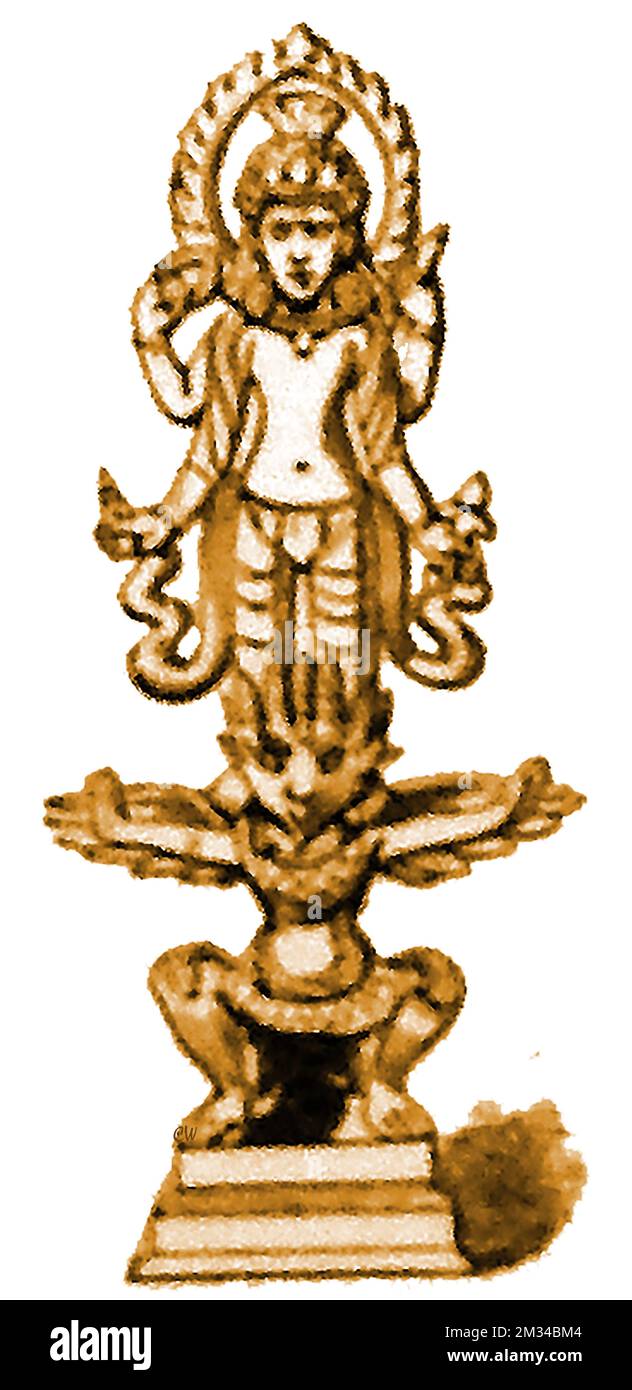A vintge illustration of Vishnu the 2nd god of the Hindu triad, standing on his Man-bird or mmortal bird-god Garuda. Garuda also appears in Buddhist mythology   ----   हिंदू त्रय के दूसरे देवता विष्णु का एक पुराना चित्रण, जो अपने मानव-पक्षी या अमर पक्षी-देवता गरुड़ पर खड़ा है। गरुड़ बौद्ध पौराणिक कथाओं में भी दिखाई देते हैं  ------  وشنو کی ایک پرانی مثال ہندو تثلیث کے دوسرے دیوتا ہیں ، جو اپنے انسان پرندے یا لافانی پرندے کے دیوتا گرود پر کھڑے ہیں۔ بدھ مت کے اساطیر میں بھی گرود کا ظہور ہوتا ہے۔ Stock Photo