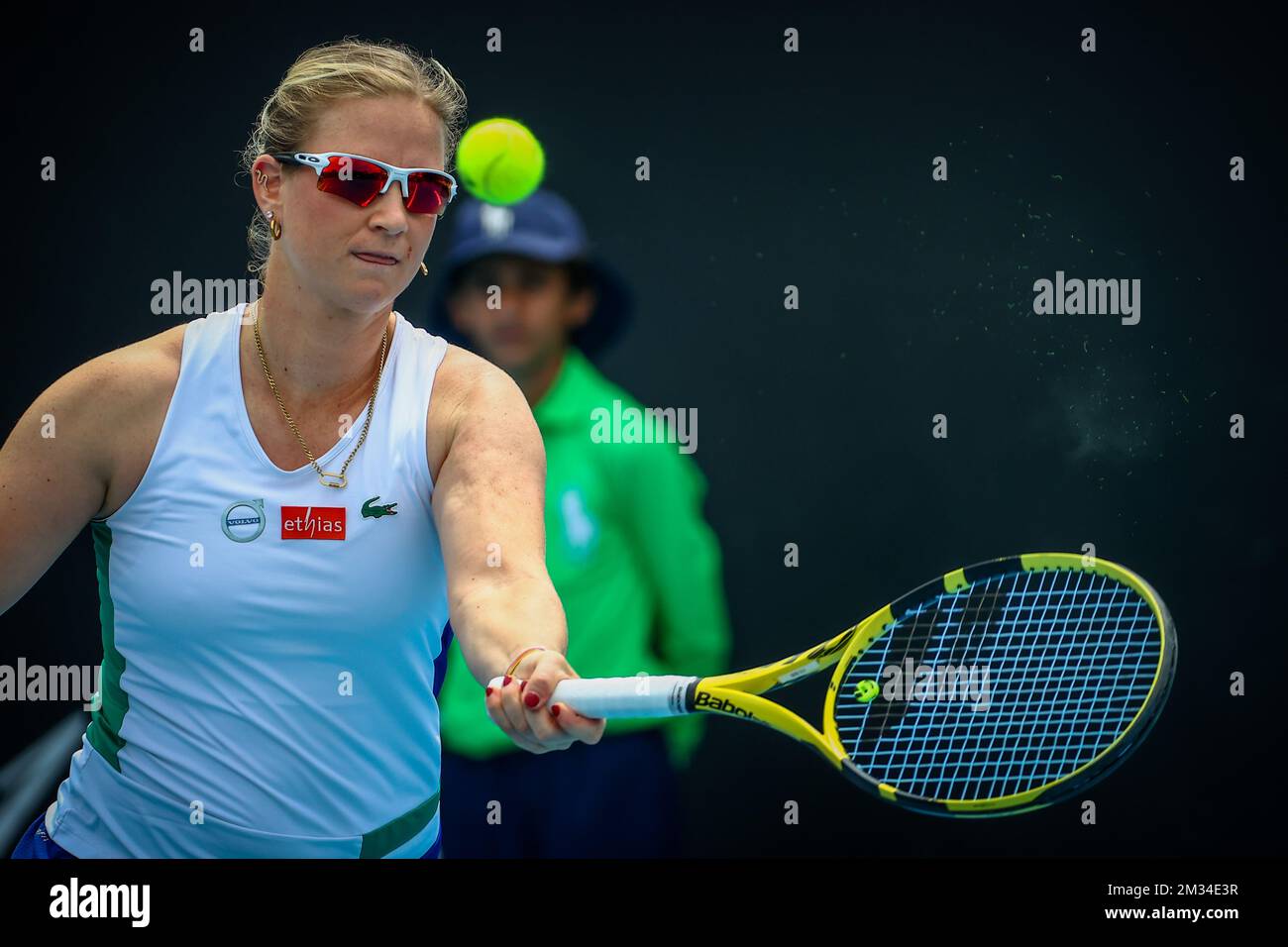 Ysaline Bonaventure (WTA 123) pictured in action during a tennis match  between Belgian Bonaventure and Hungarian Babos, in the first round of the  wome Stock Photo - Alamy