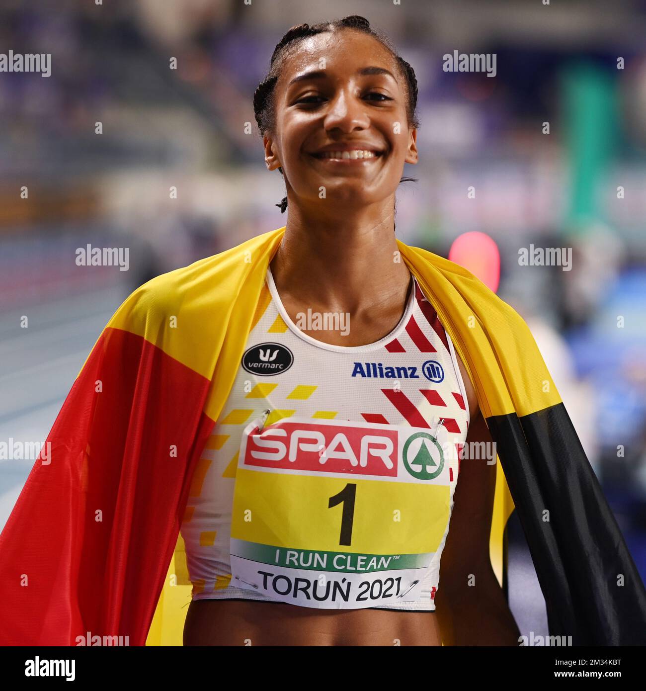 Belgian Nafissatou Nafi Thiam Celebrates After The 800m Race, The Last 