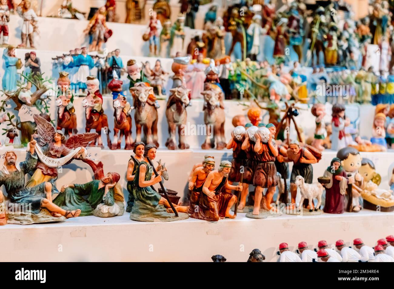 Barcelona, Spain December 12, 2022 Ceramic figurines to decorate a