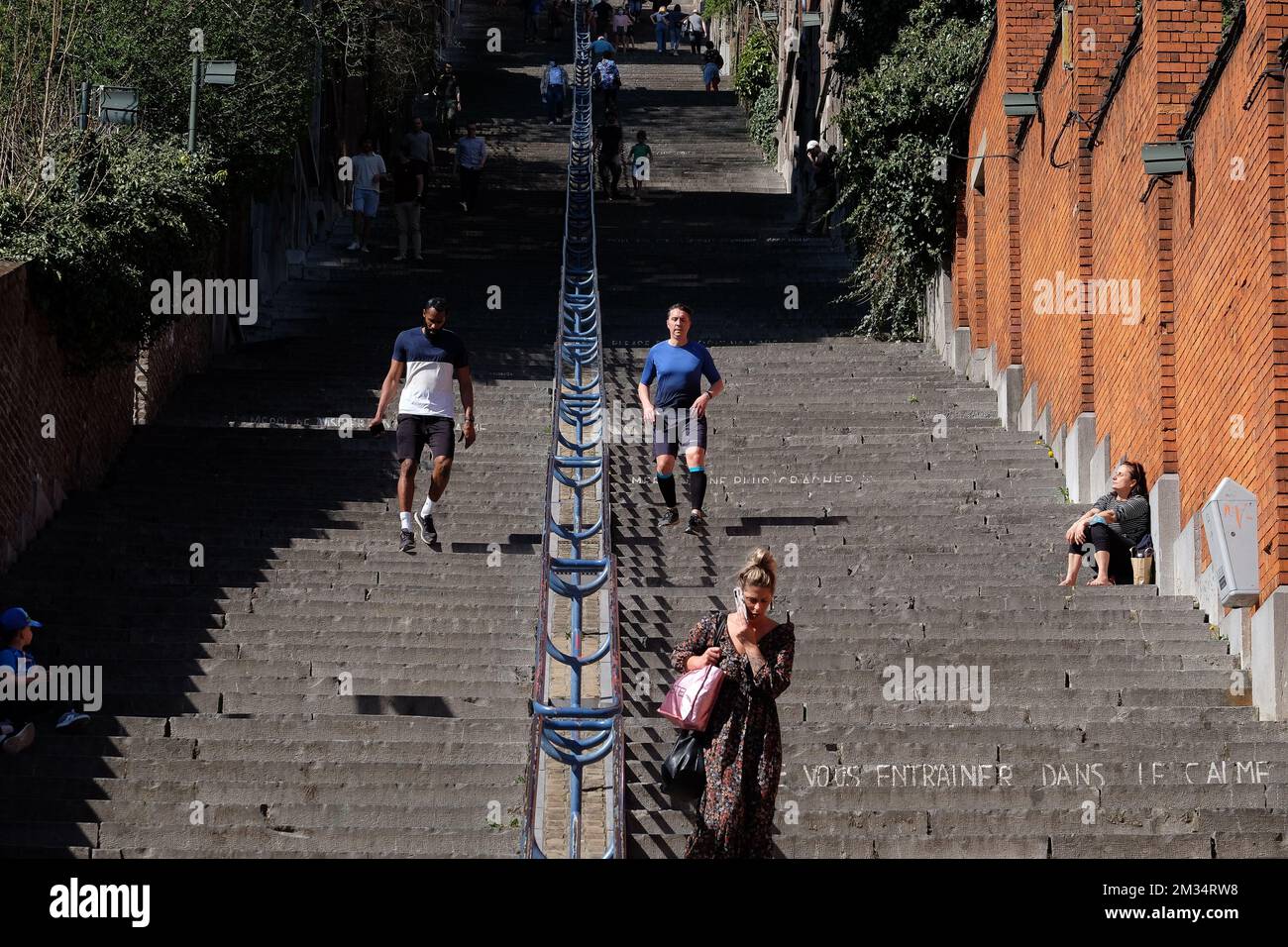 Illustration picture shows the 'montagne de Bueren' steps in Liege, Monday 04 January 2021. BELGA PHOTO BRUNO FAHY Stock Photo