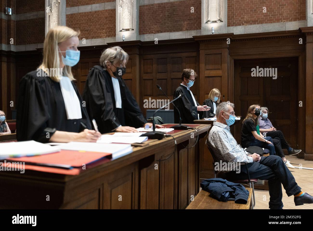 Illustration picture shows a session in the retrial of the doctor who euthanized Tine Nys, Thursday 20 May 2021, before the correctional court of Dendermonde. 38-year-old Nys was given euthanasia in 2010 to release her from severe psychological suffering. Her family didn't agree and took legal action. The doctor was acquitted earlier by the East-Flanders assizes court. BELGA PHOTO JAMES ARTHUR GEKIERE Stock Photo