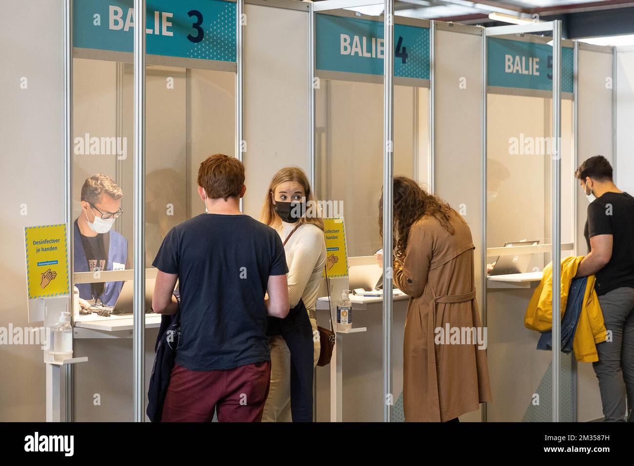 Illustration picture shows the COVID-19 vaccination center at Flanders Expo, in Gent, Friday 25 June 2021. The alderman of Ghent announced on the radio that anyone, including youngsters as of 16 years old could receive a Pfizer-vaccine this afternoon. BELGA PHOTO JAMES ARTHUR GEKIERE  Stock Photo
