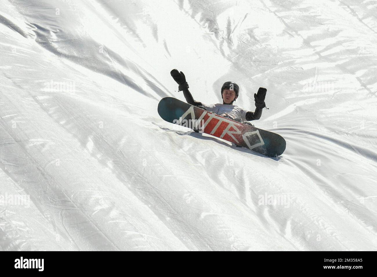 Belgian snowboarder Dylan Van Hoeij (Topsportschool) pictured in action