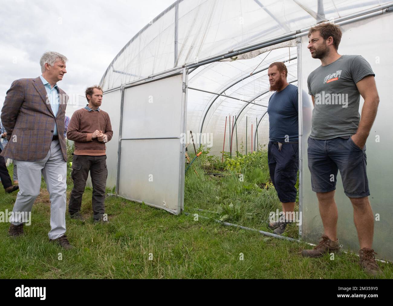 King Philippe - Filip of Belgium pictured during a visit of Belgian King to the natural reserve Vogelzang and an agriculture test space in Anderlecht, Tuesday 06 July 2021. BELGA PHOTO BENOIT DOPPAGNE Stock Photo