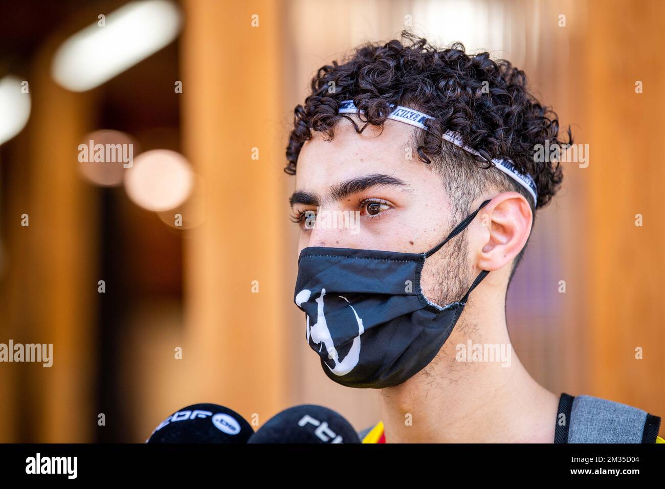 taekwondo athlete Jaouad Achab pictured during a press conference at the olympic Village ahead of the 'Tokyo 2020 Olympic Games' in Tokyo, Japan on Thursday 22 July 2021. The Summer Olympics are taking place from 23 July to 8 August 2021. BELGA PHOTO ROB WALBERS Stock Photo