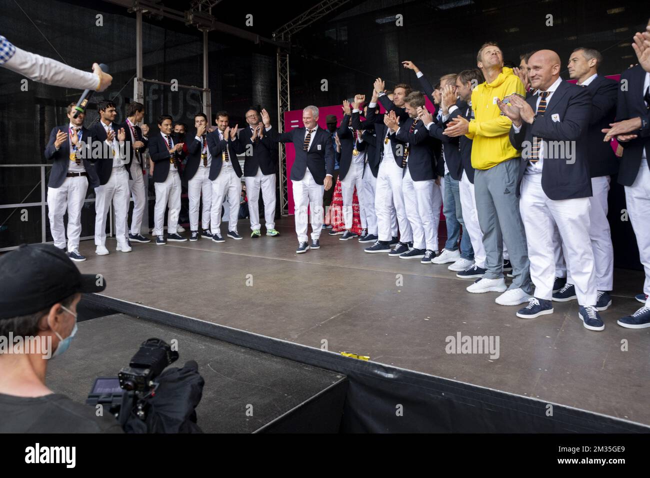 Red Lions' hockey players pictured during the celebrations for the gold