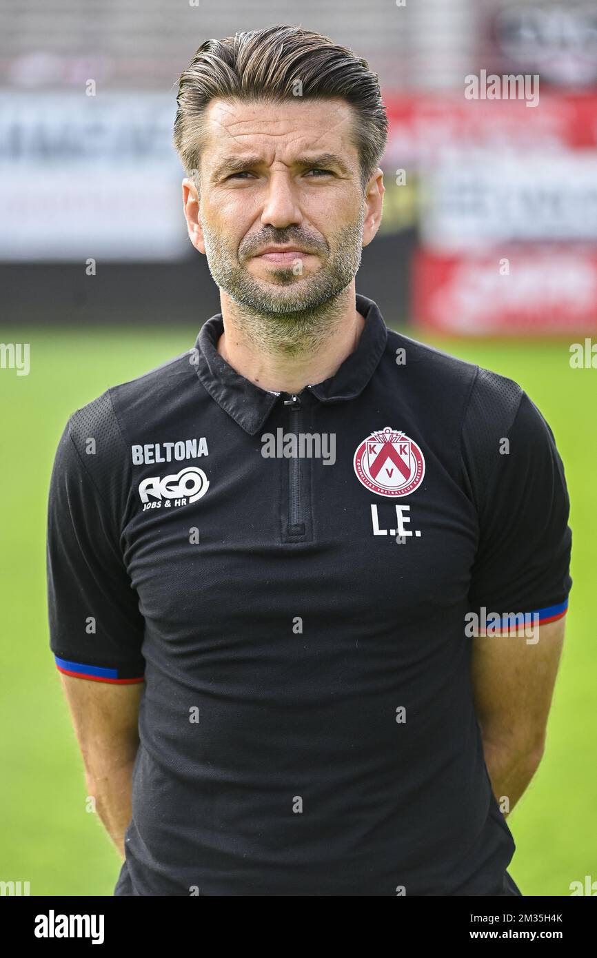 Kortrijk's head head coach Luka Elsner poses for a team picture, at the ...