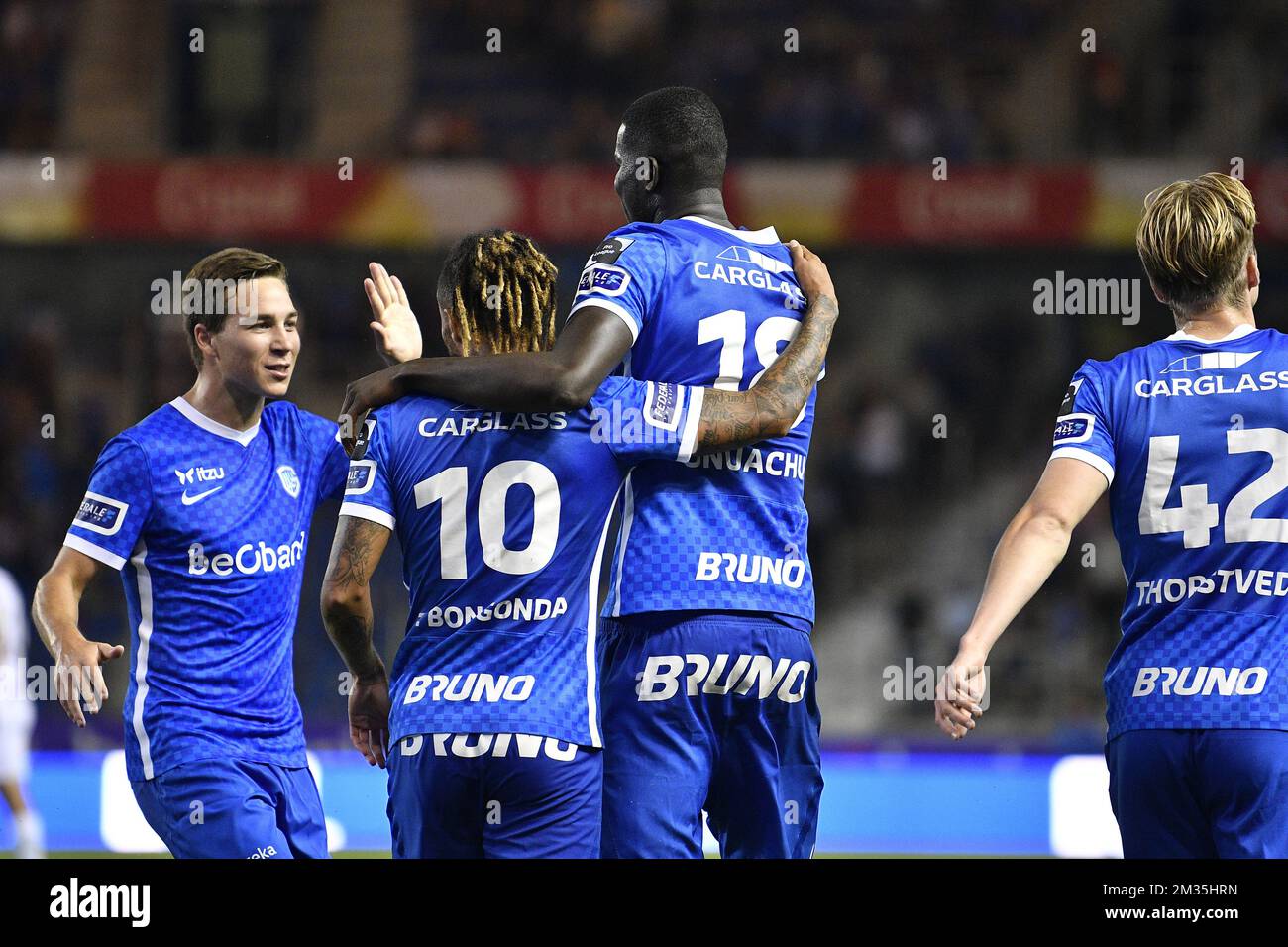 Genk's Carel Eiting, Genk's Theo Bongonda and Genk's Paul Onuachu
