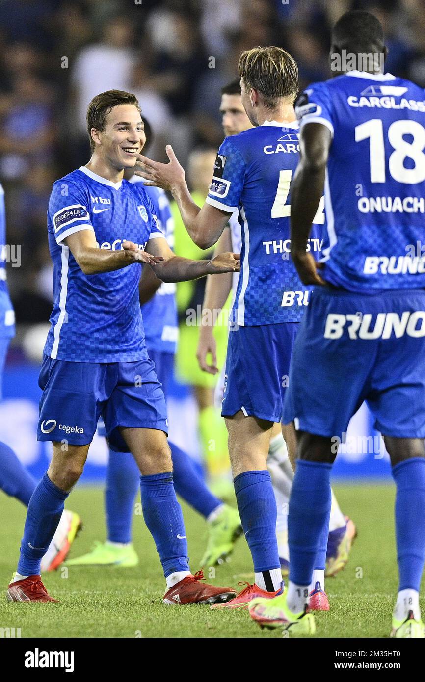 Genk's Kristian Thorstvedt and Genk's Carel Eiting pictured after
