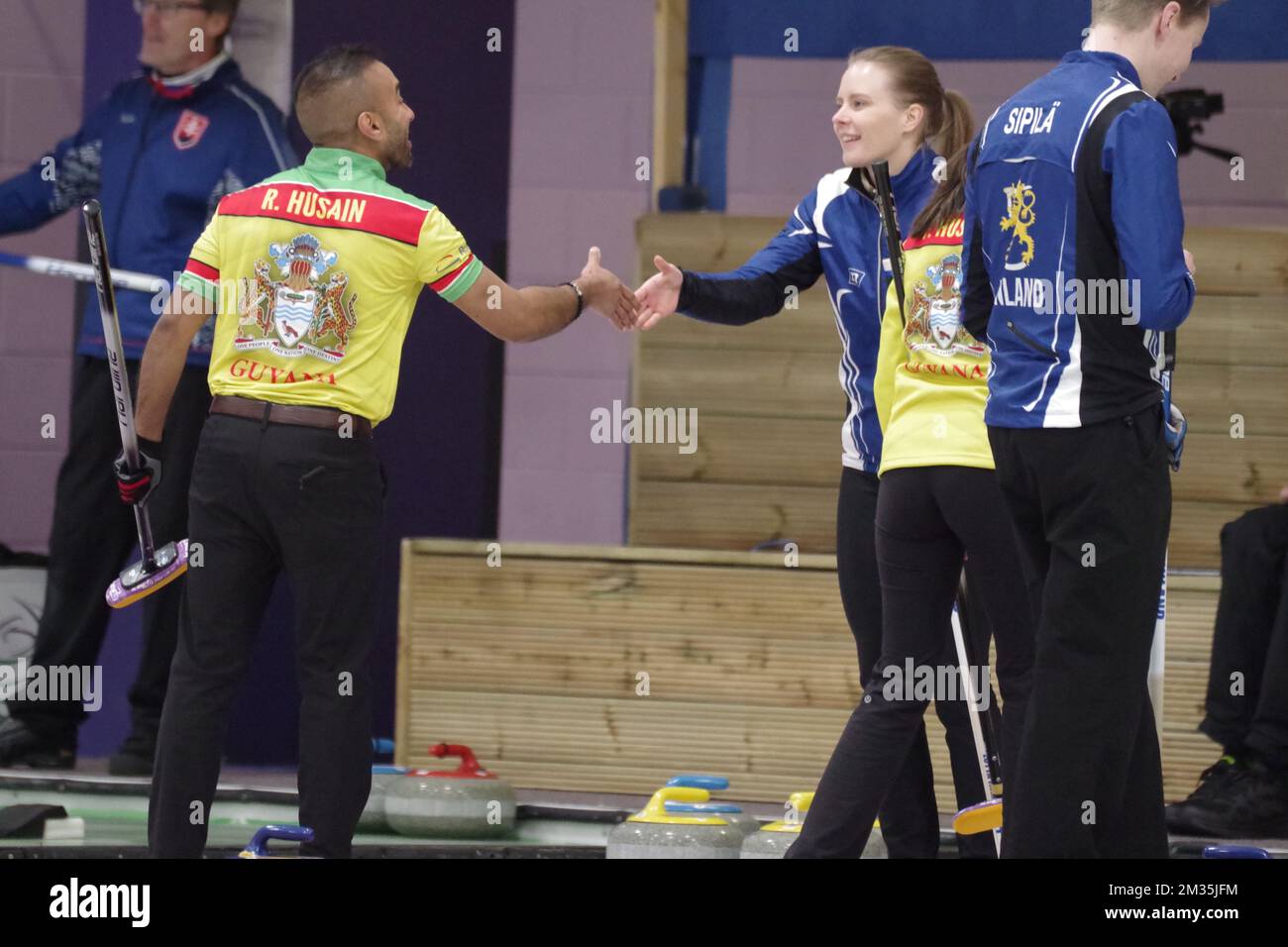 Dumfries, Scotland, 4 December 2022. Rayad Husain of Guyana shaking