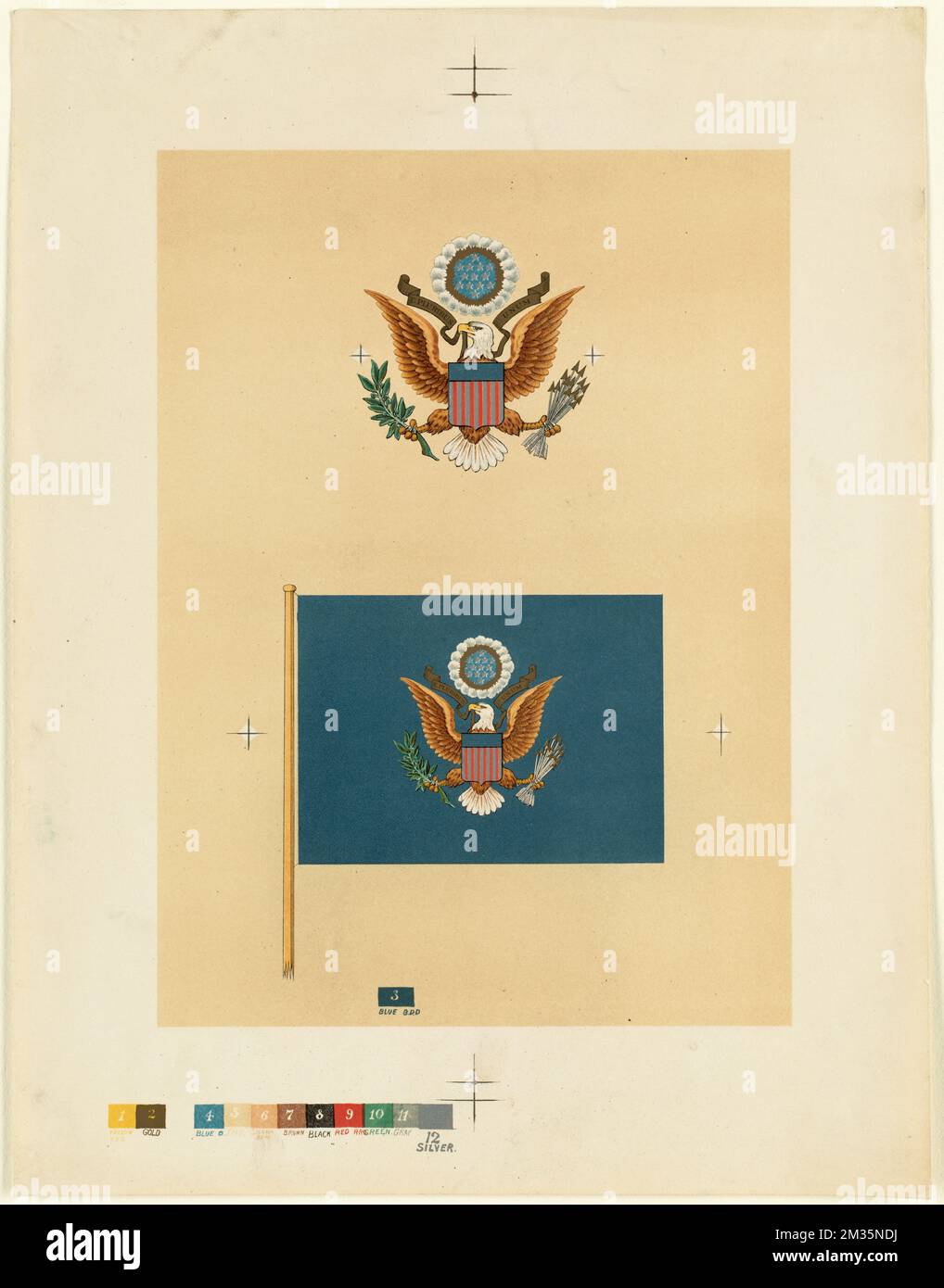 Great seal of the United States , State seals, Flags. Louis Prang