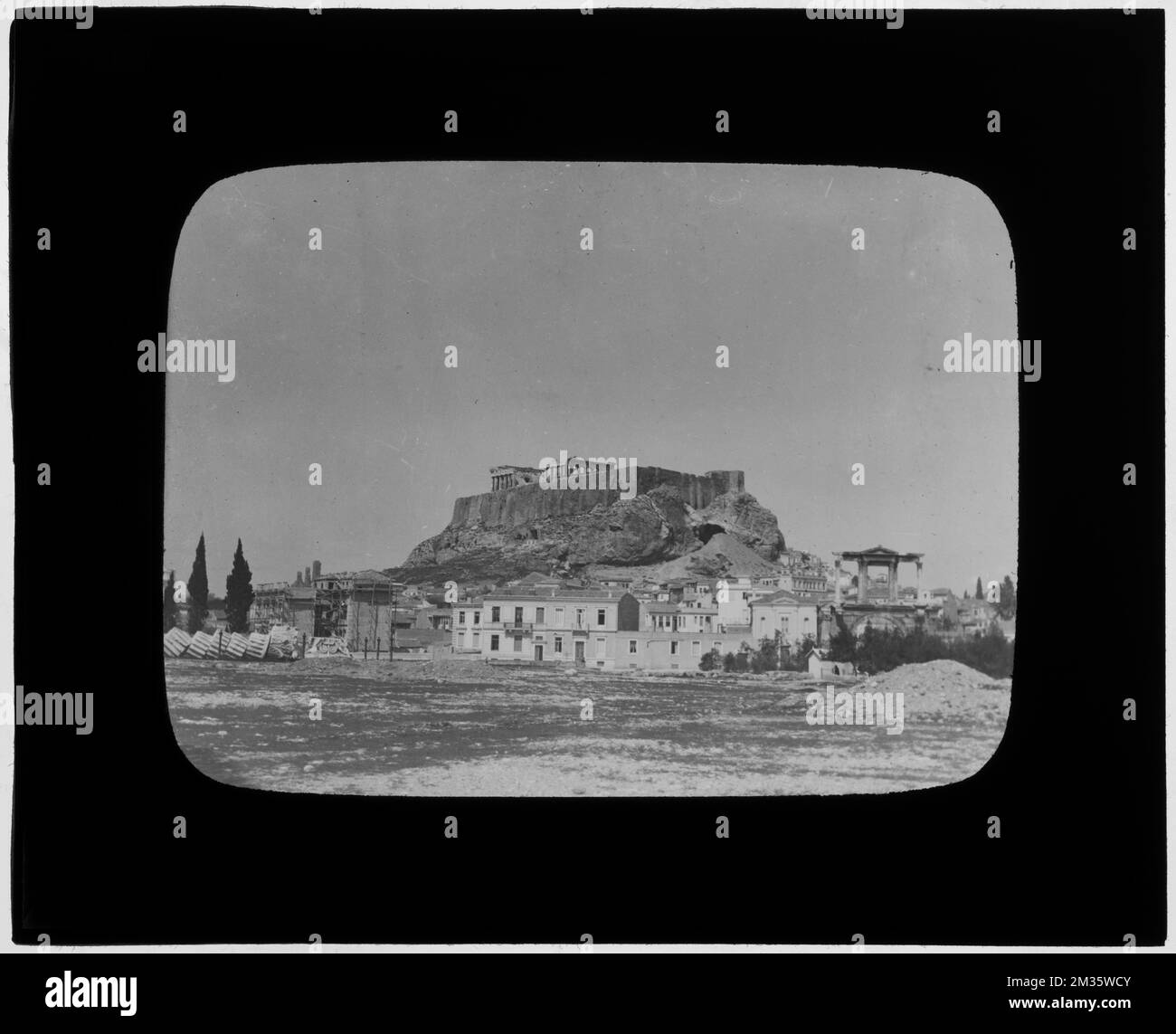 Greece. Athens. The Acropolis from the Stadion , Forts & fortifications, Archaeological sites. Nicholas Catsimpoolas Collection Stock Photo
