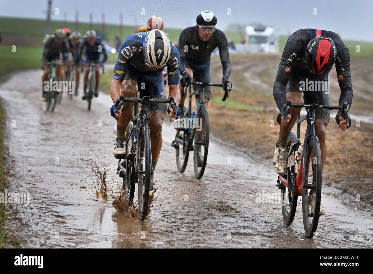 Illustration picture shows the pack of riders in action during the men ...
