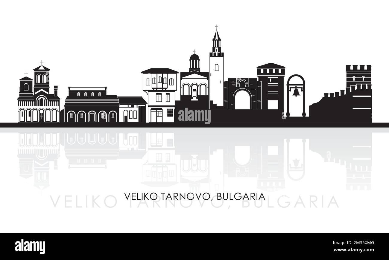 Silhouette Skyline panorama of city of Veliko Tarnovo, Bulgaria - vector illustration Stock Vector