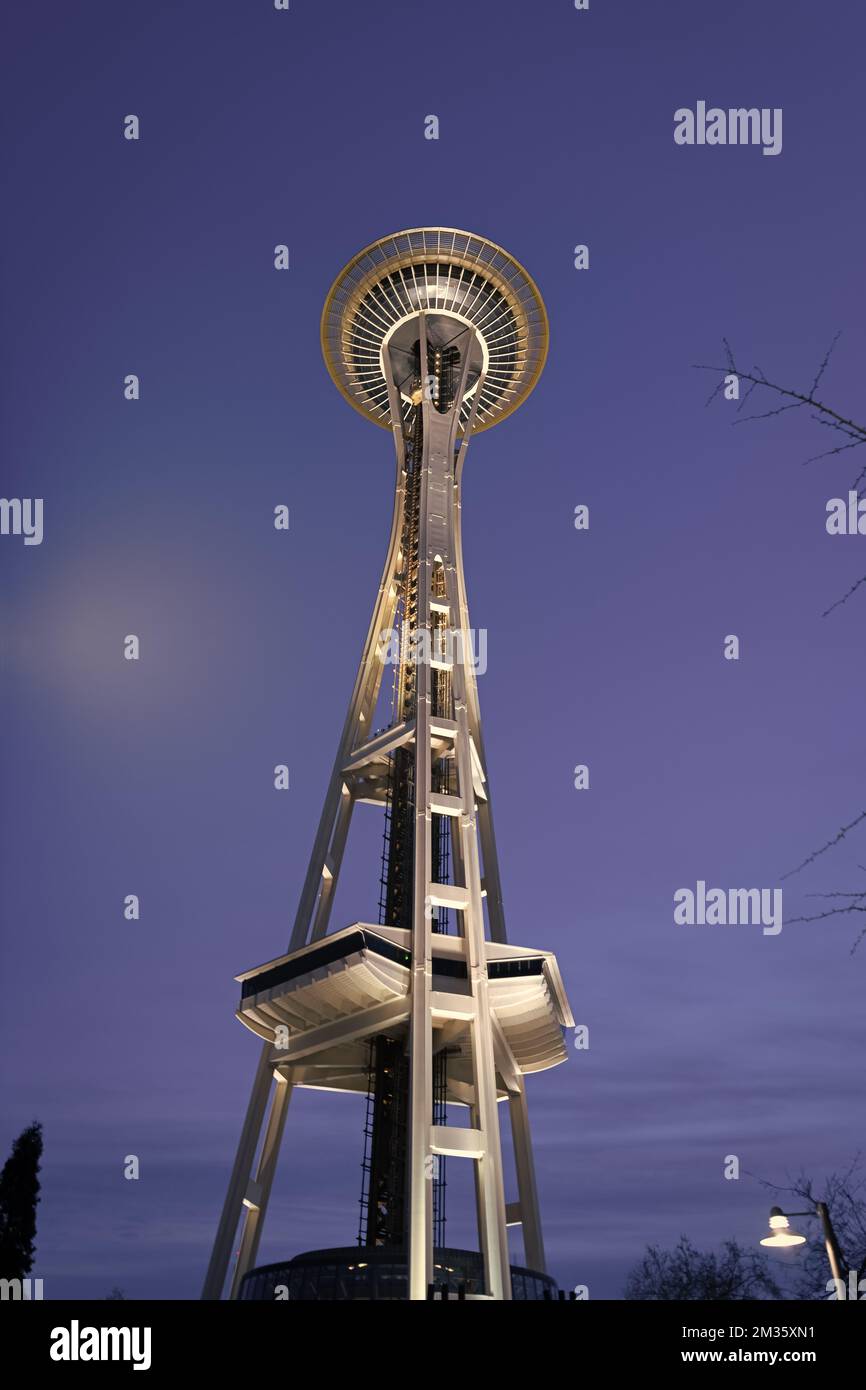seattle needle tower. Seattle skyline panorama. Space Needle is an observation tower in USA
