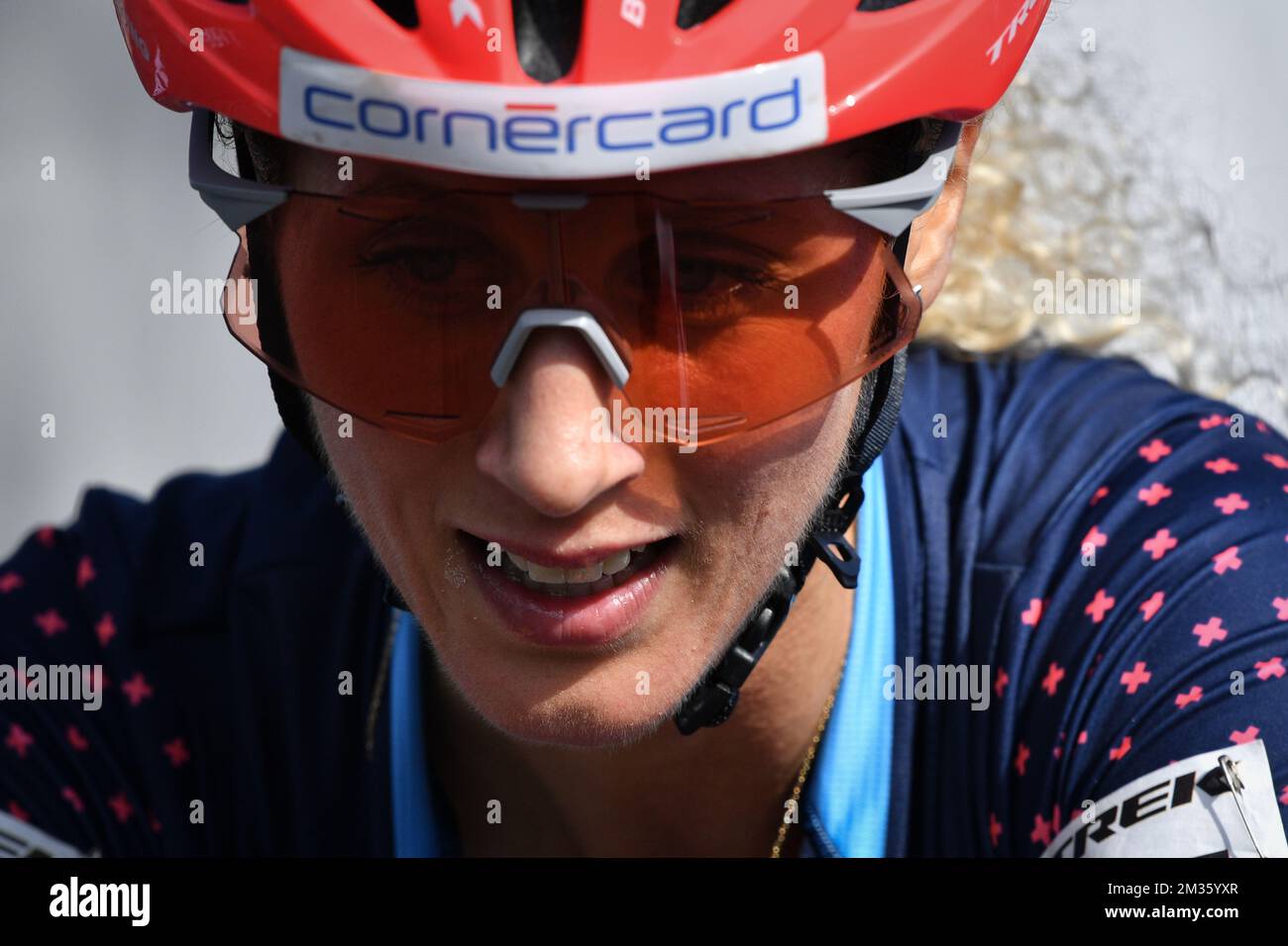 Swiss Jolanda Neff celebrates as she crosses the finish line to win the
