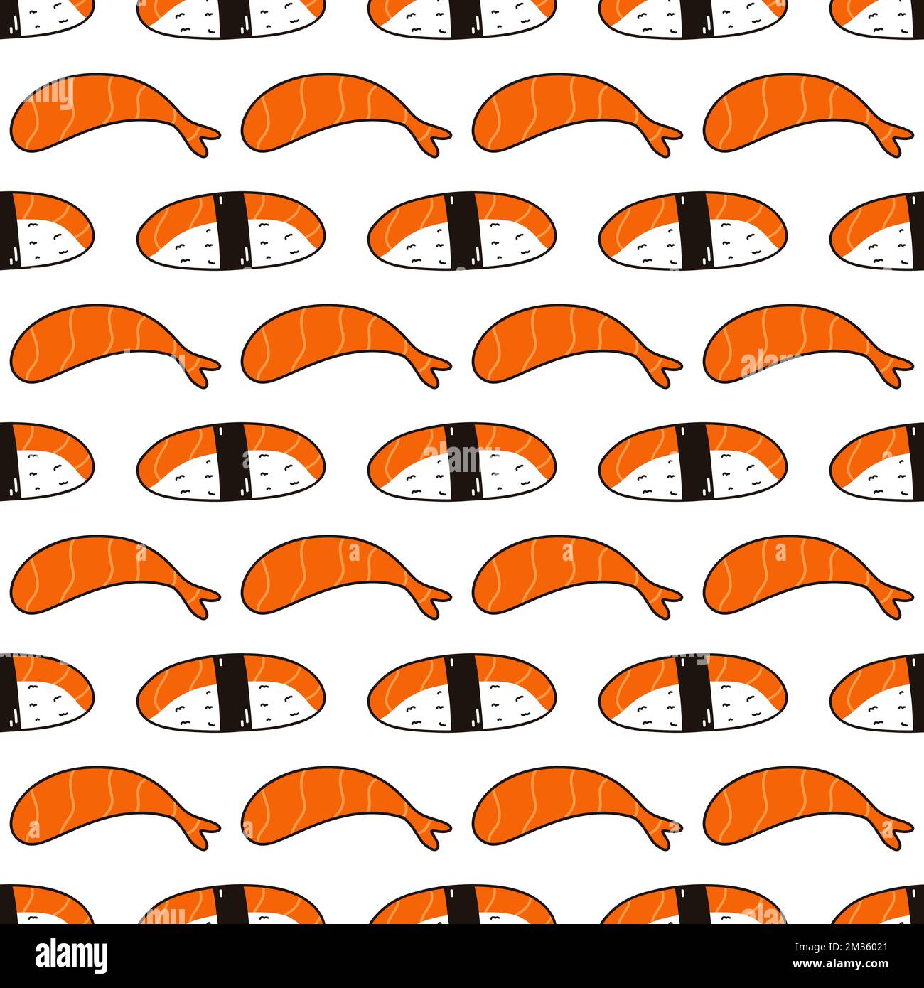 Seamless pattern with sushi. Hand drawn vector background with ...