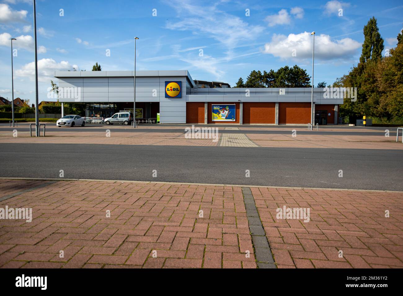 Illustration picture shows a closed Lidl supermarket in Harelbeke where