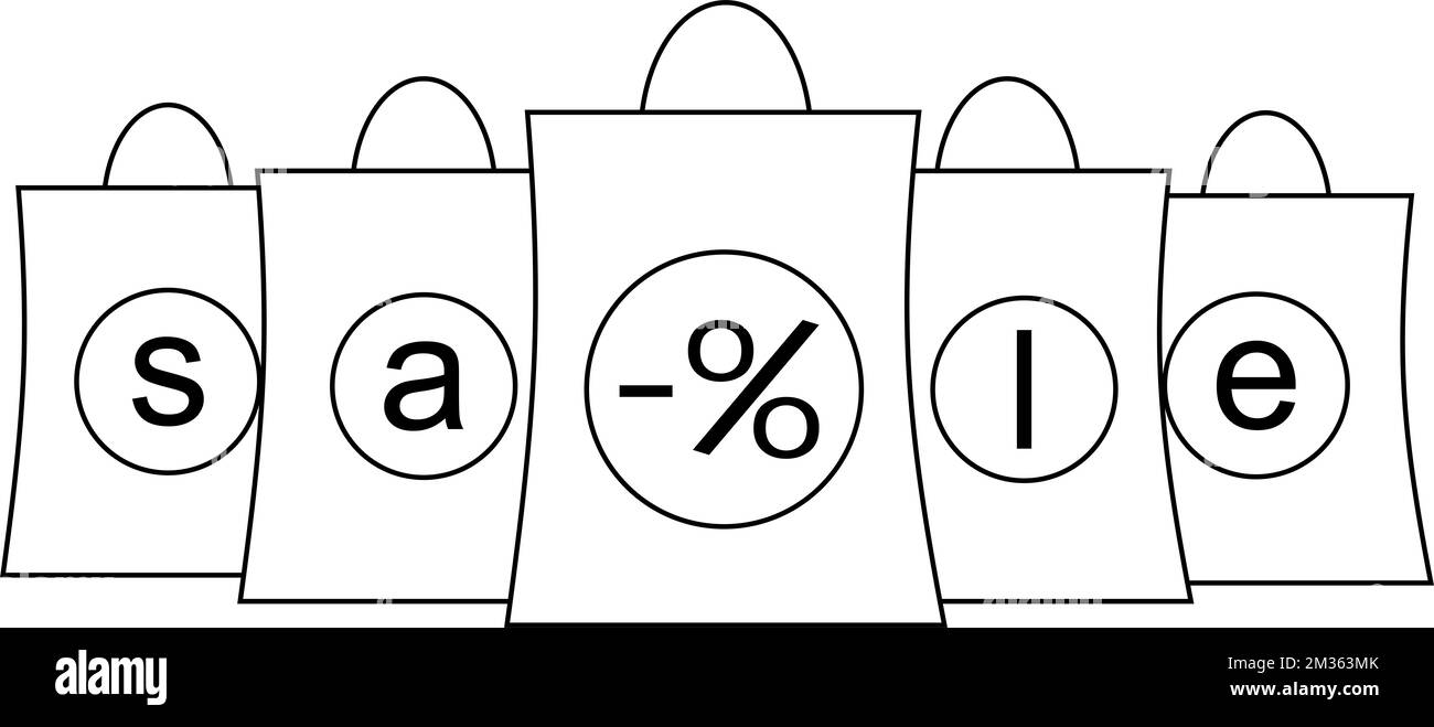 simple black and white graphic drawing of paper bags from the store