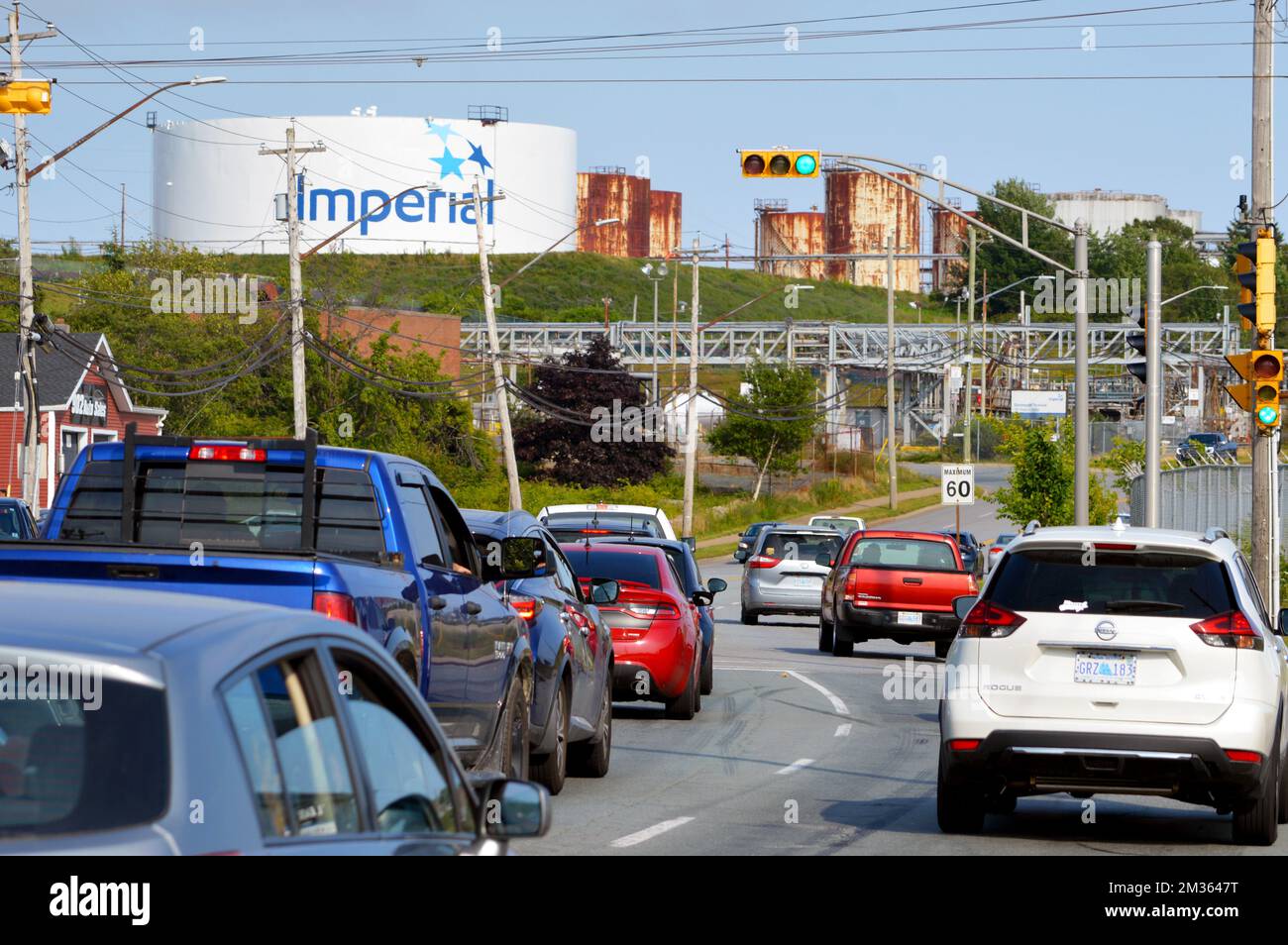 Pleasant Street, an arterial road in Woodside, Nova Scotia, with the