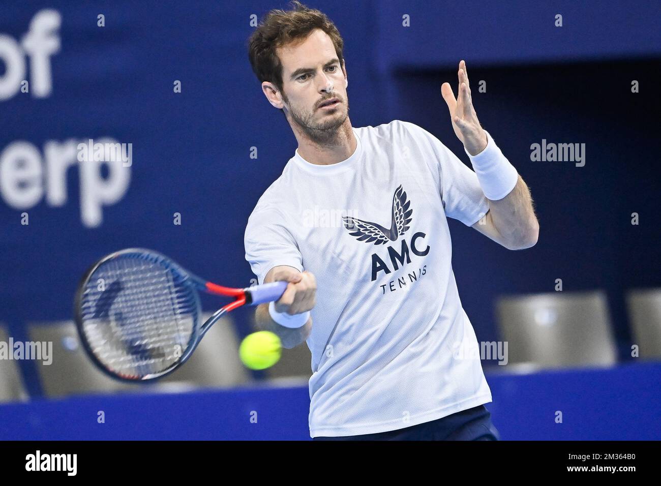 British Andy Murray pictured in action during a training session at the  European Open Tennis ATP tournament, in Antwerp, Sunday 17 October 2021.  BELGA PHOTO LAURIE DIEFFEMBACQ Stock Photo - Alamy
