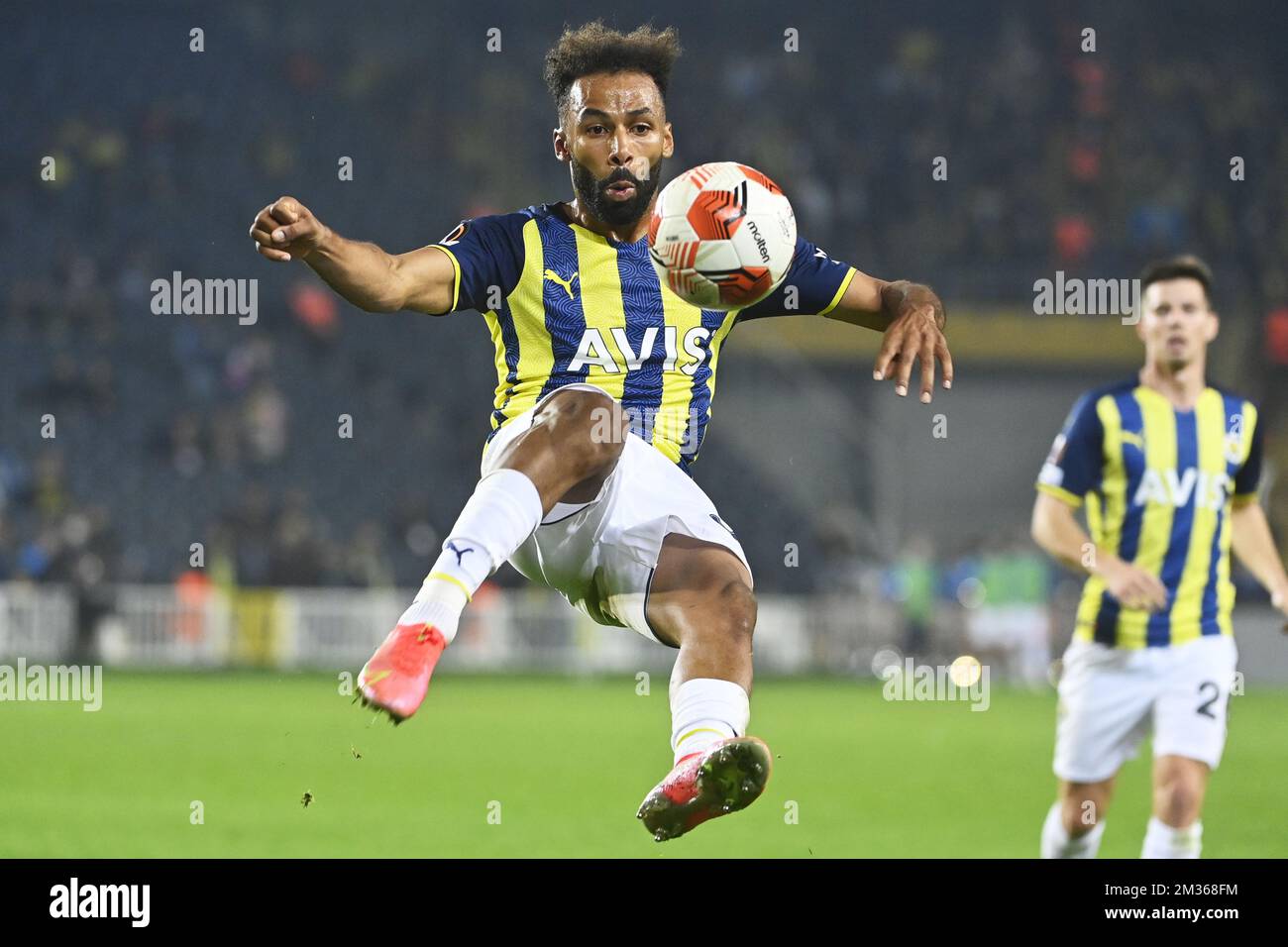 Fenerbahce Nazim Sangare pictured in action during a match between Turkish team Fenerbahce and Belgian soccer team Royal Antwerp FC, Thursday 21 October 2021 in Istanbul, Turkey, on the third day of the UEFA Europa League group stage, in group D. BELGA PHOTO LAURIE DIEFFEMBACQ Stock Photo