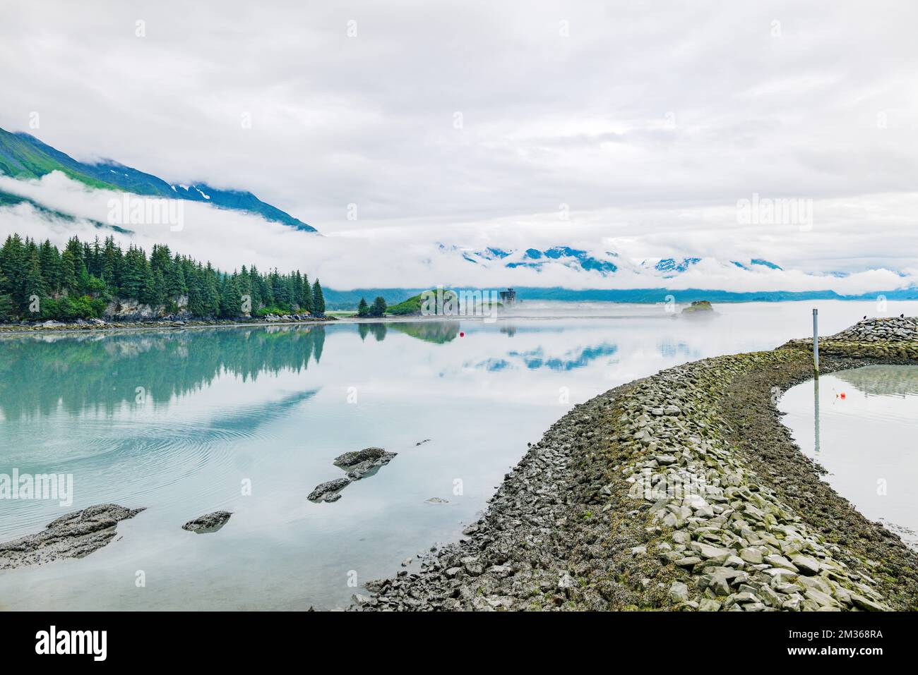 Foggy harbor; Valdez; Alaska; USA Stock Photo