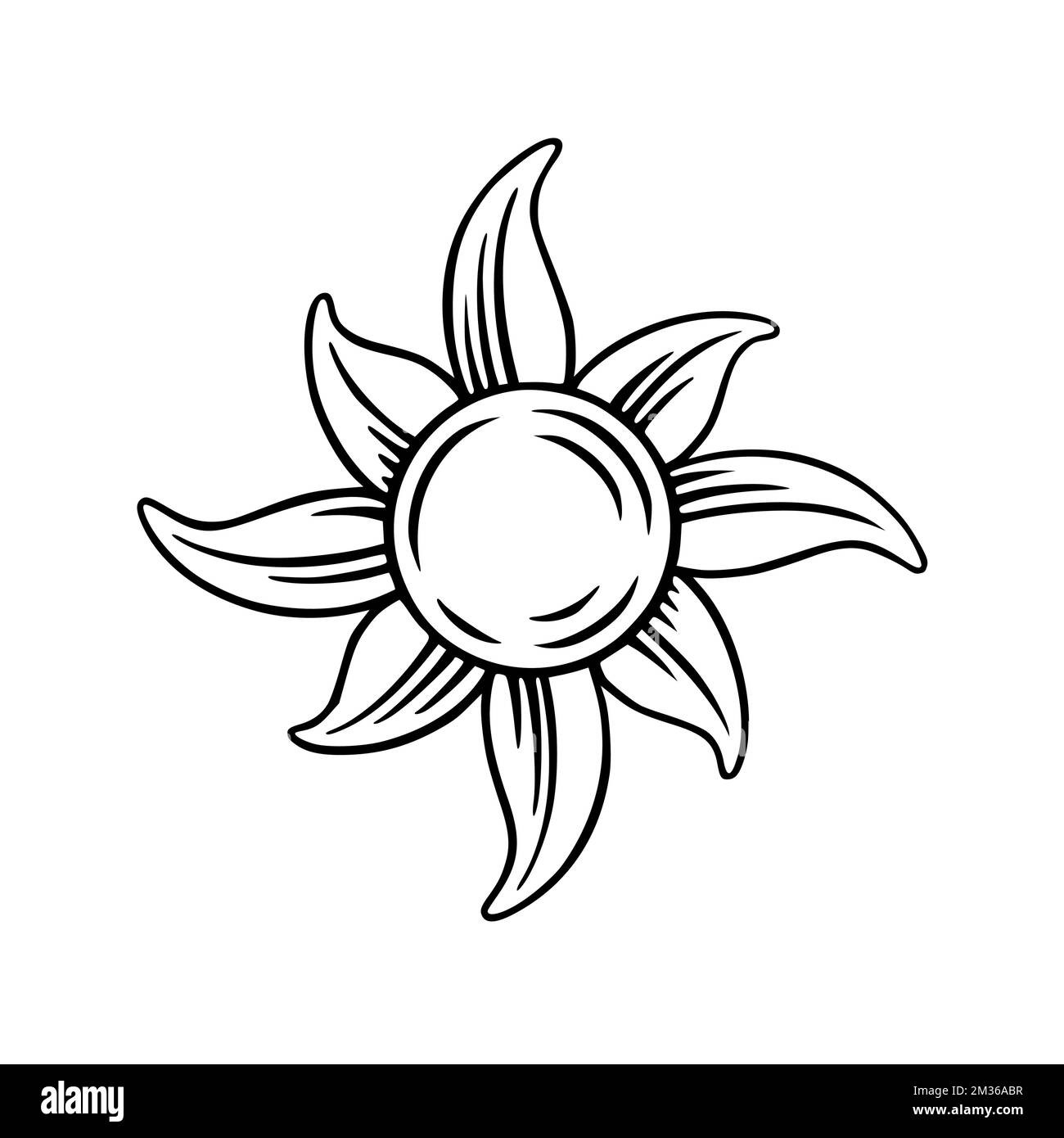 Tarot sun engraved element. Spiritual tarot sun. Vector illustration isolated in white background Stock Vector
