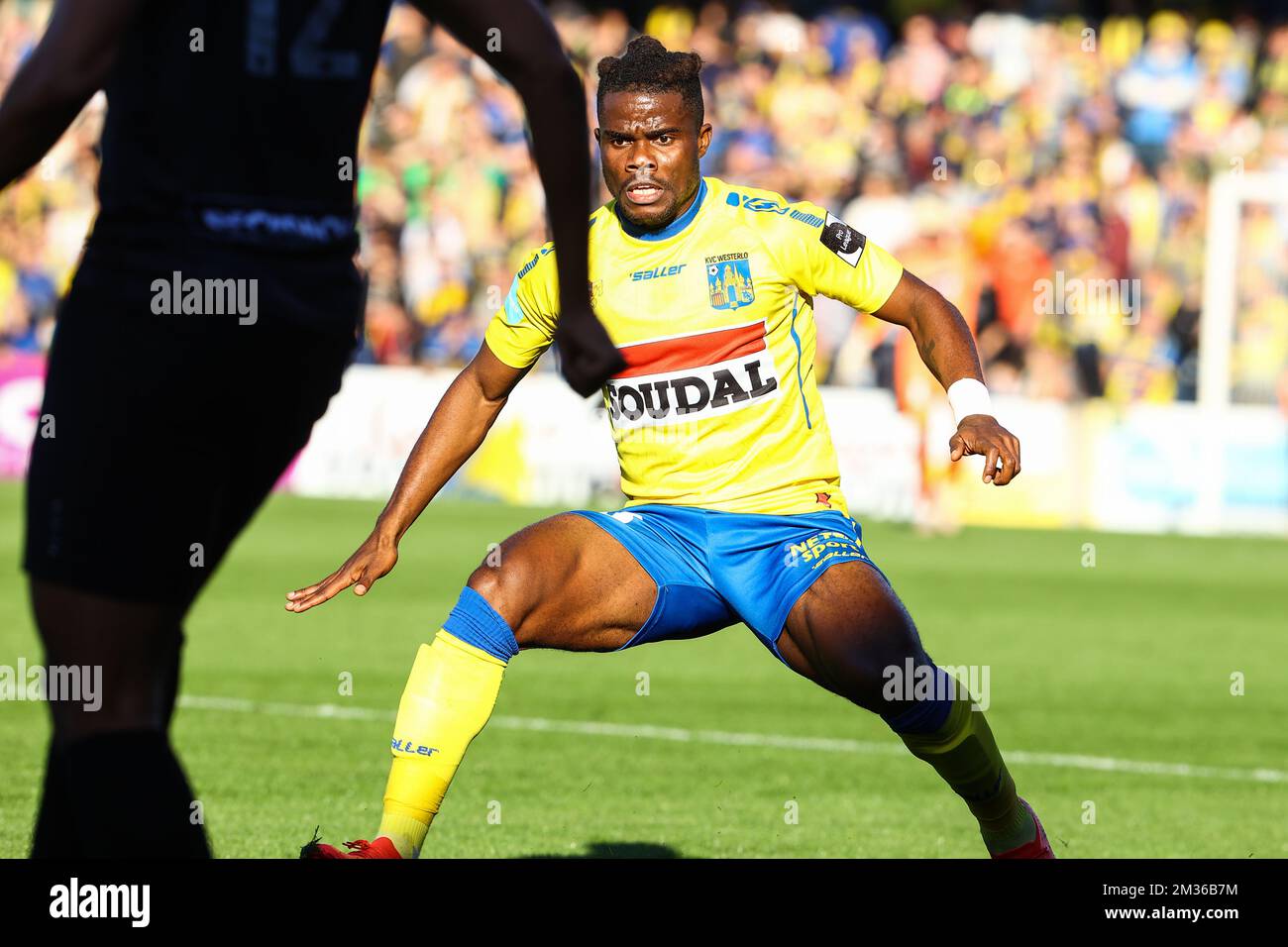 Westerlo's Kouya Mabea pictured in action during a soccer match between KVC Westerlo and Royal Excelsior Virton, Sunday 24 October 2021 in Westerlo, on day 9 of the '1B Pro League' second division of the Belgian soccer championship. BELGA PHOTO DAVID PINTENS Stock Photo