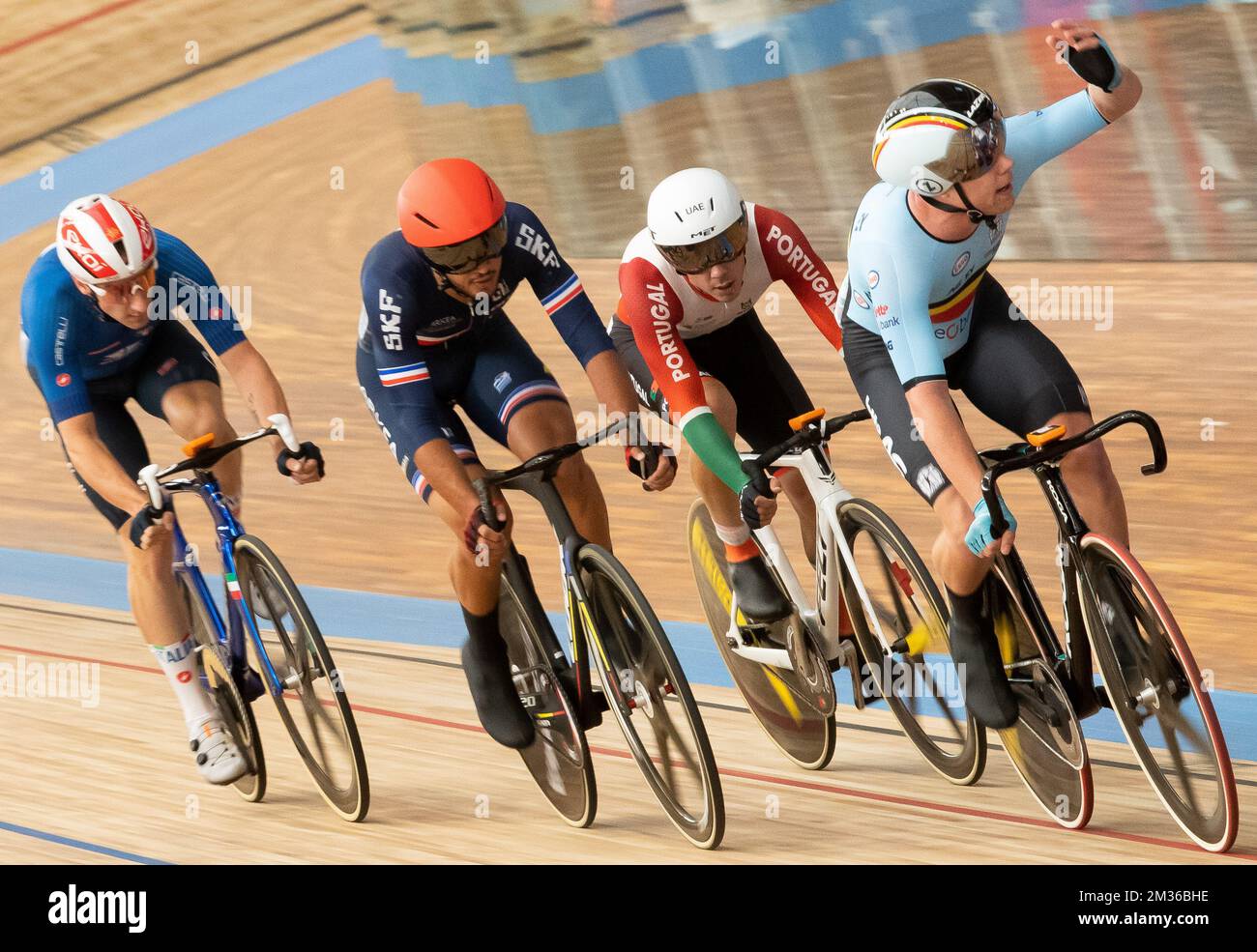 Belgian Jules Hesters reacts after being eliminated in the men's