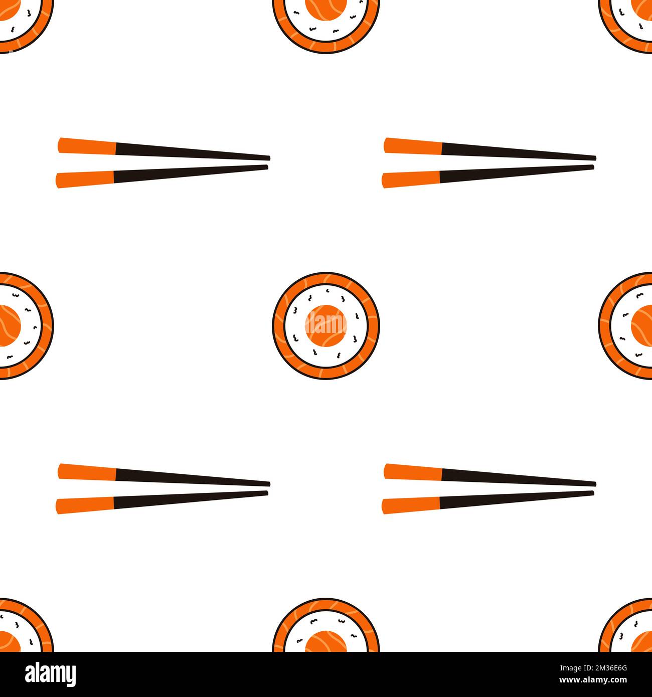 Seamless pattern with sushi and chopsticks. Hand drawn vector ...