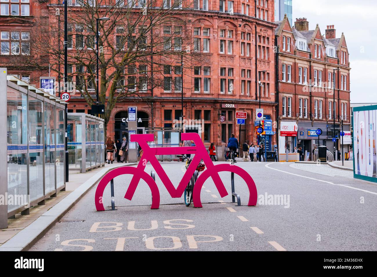 Bicycle parking station. Sheffield, South Yorkshire, Yorkshire and the Humber, England, United Kingdom, Europe Stock Photo