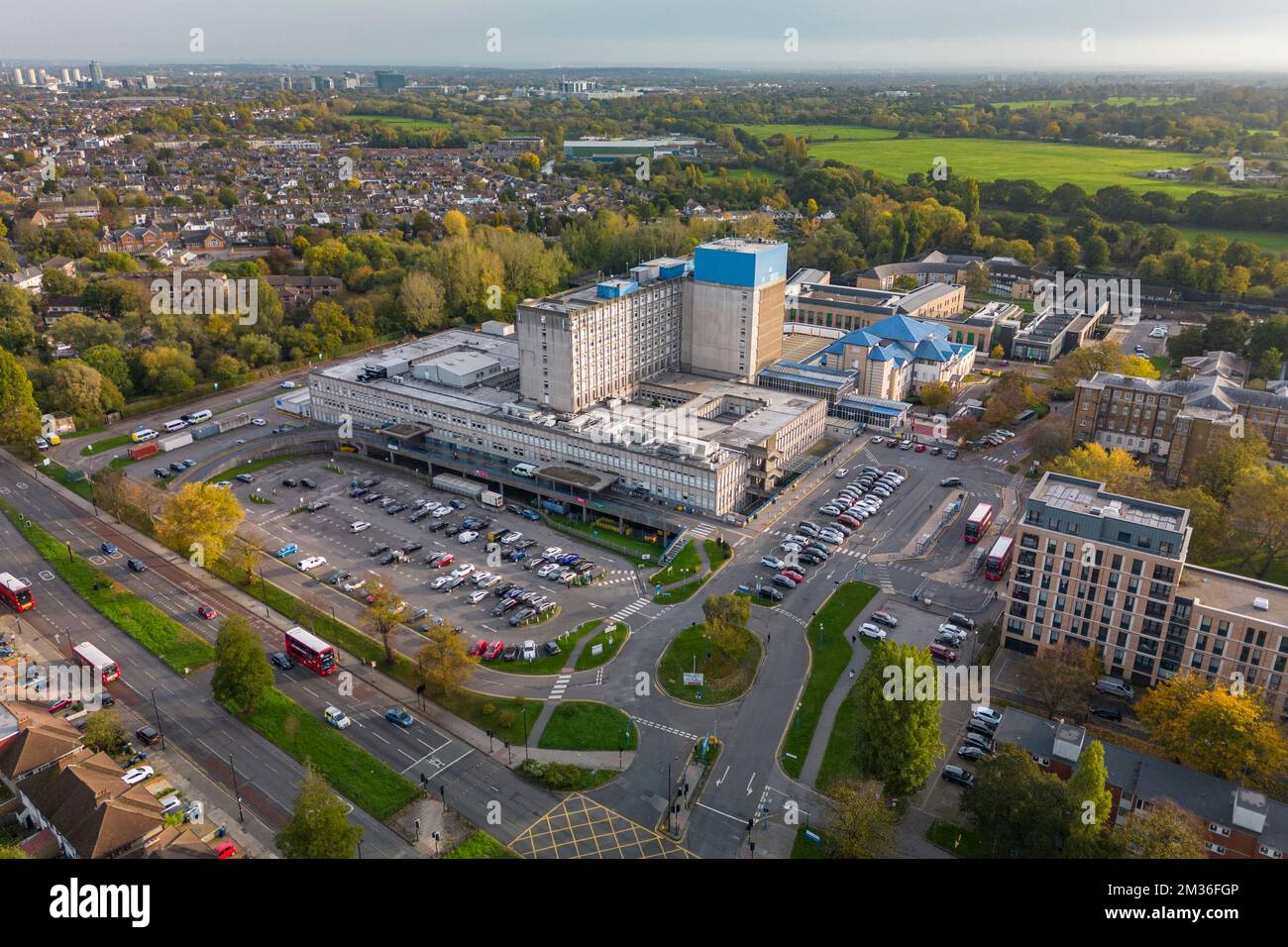 Aerial view of Ealing Hospital, Southall, West London, UK Stock Photo Alamy