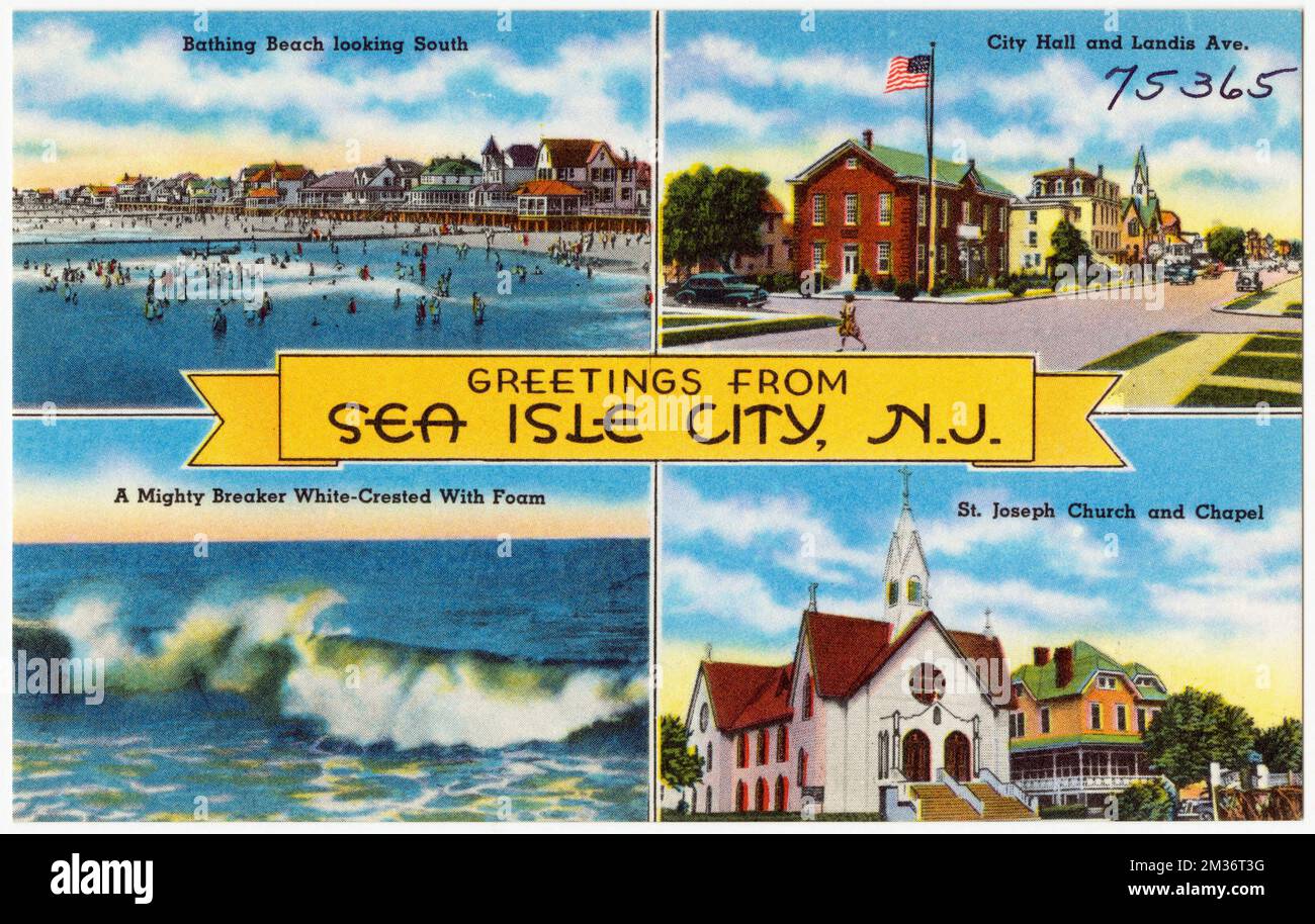 Greetings from Sea Isle City, N. J. bathing beach looking south