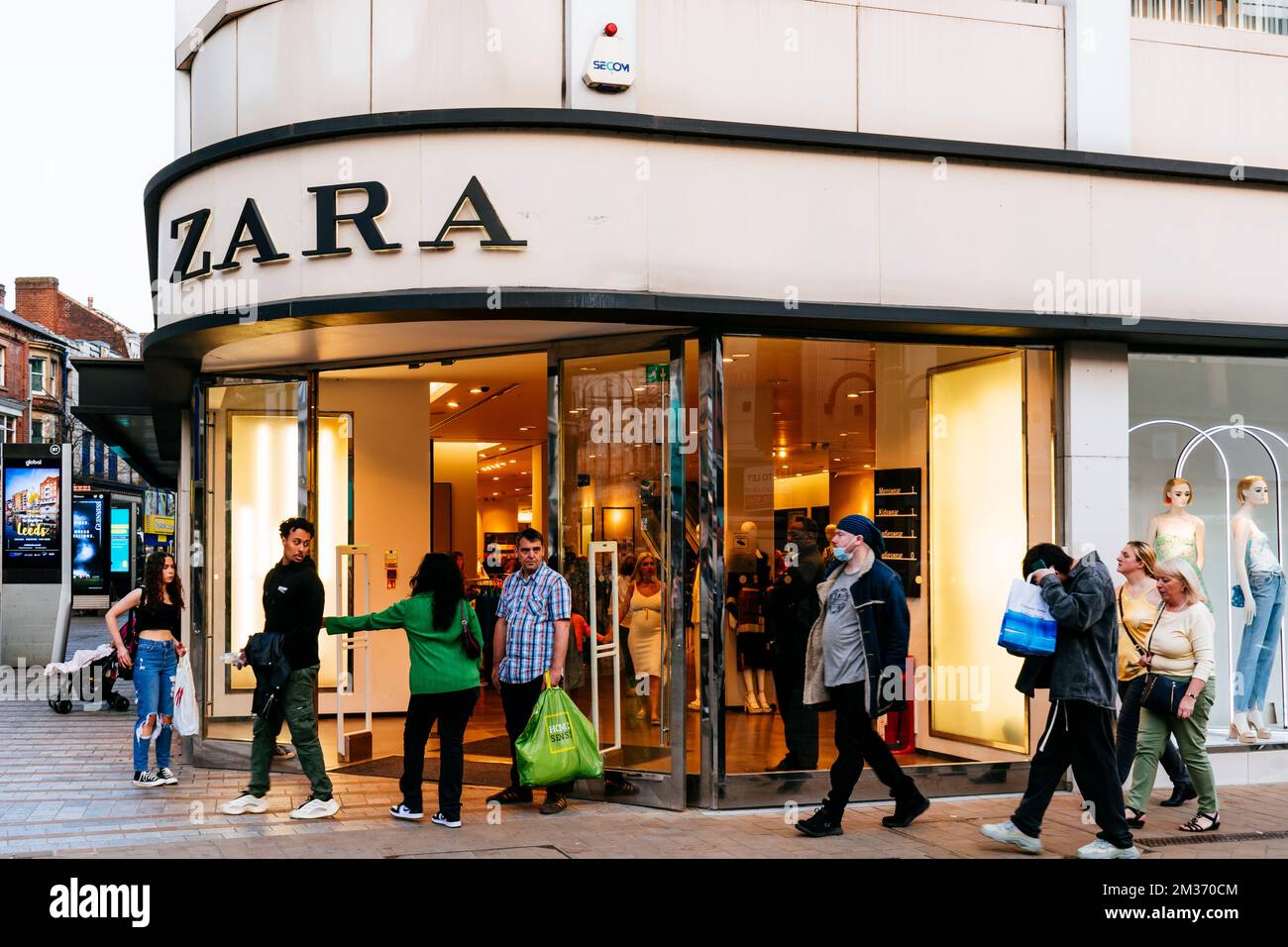 Zara store. ZARA is a Spanish apparel retailer specializes in fast fashion. Briggate, Leeds, West Yorkshire, Yorkshire and the Humber, England, United Stock Photo