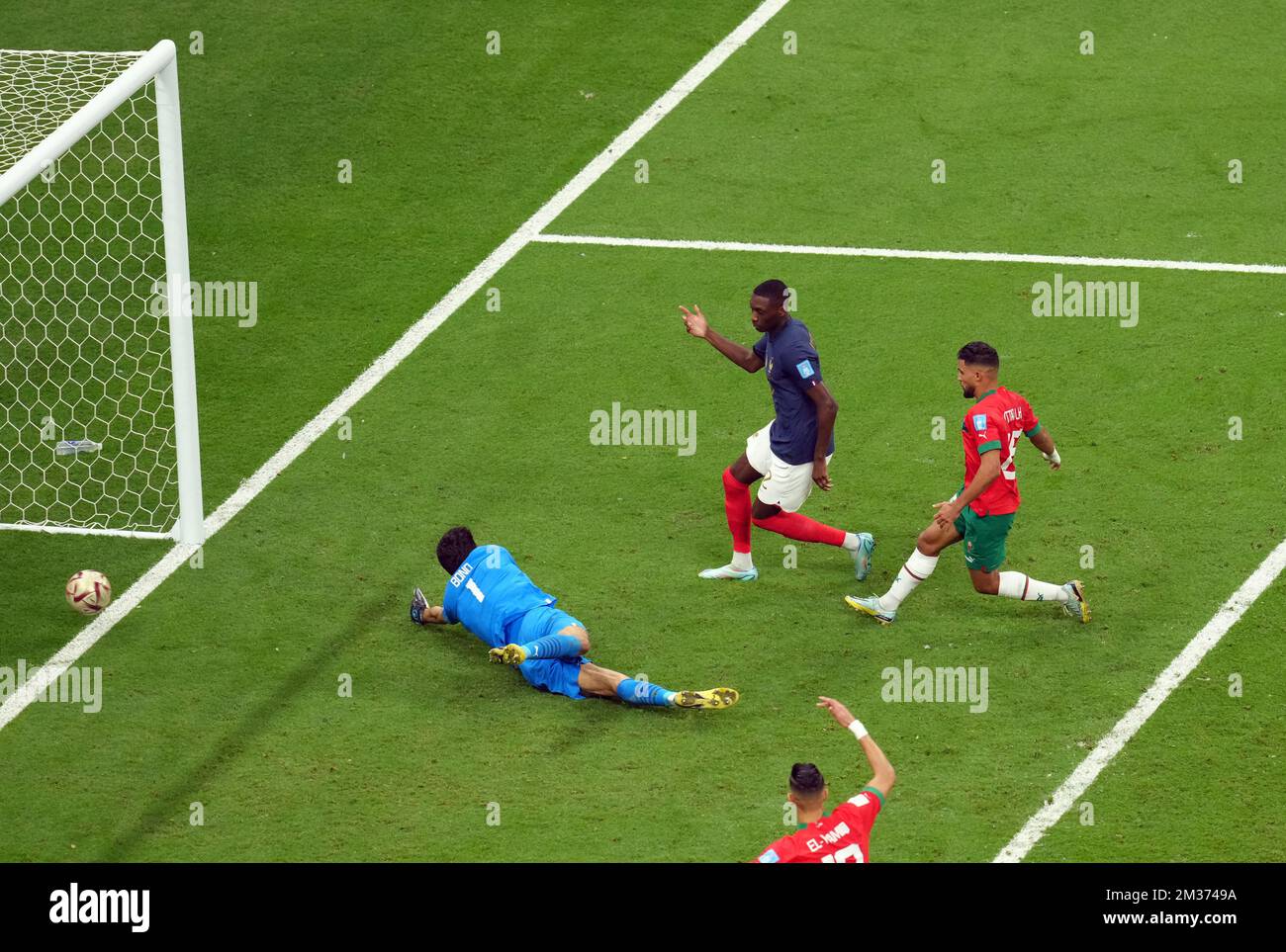 France's Randal Kolo Muani scoring the second goal during the FIFA