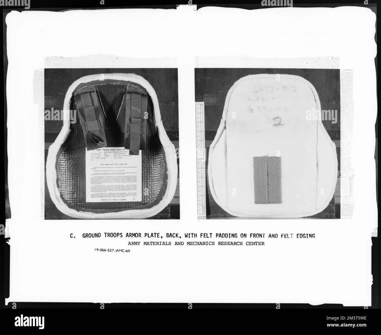 Ground troops armor plate, back, with felt padding on front and felt