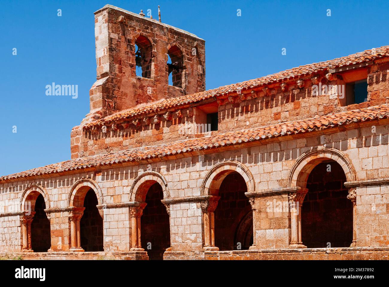 The hermitage of Santa María de Tiermes is a Romanesque-style temple located next to the archaeological site of Tiermes. It was built in the 12th cent Stock Photo