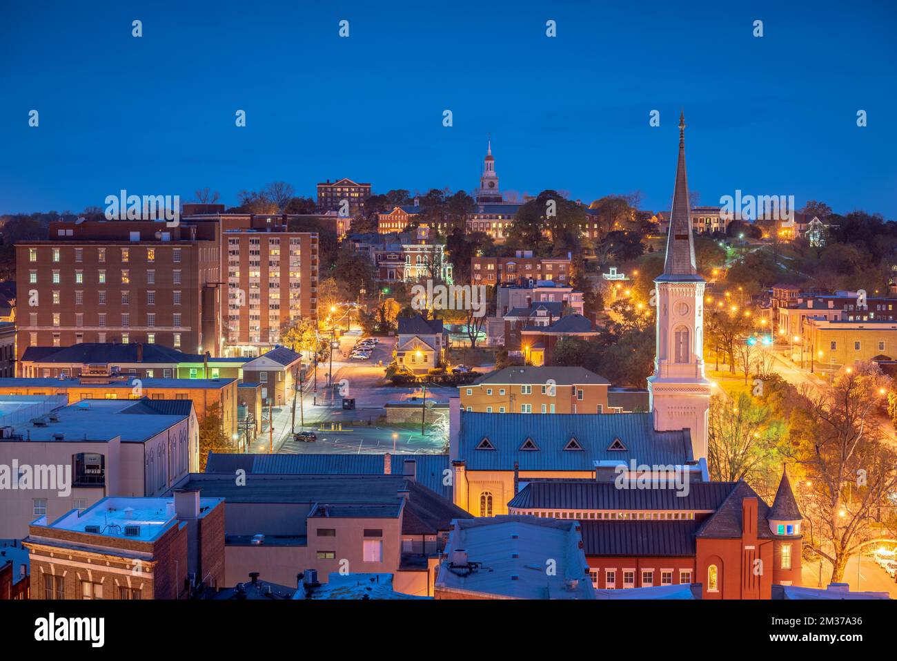 Macon, USA downtown skyline at dusk Stock Photo Alamy