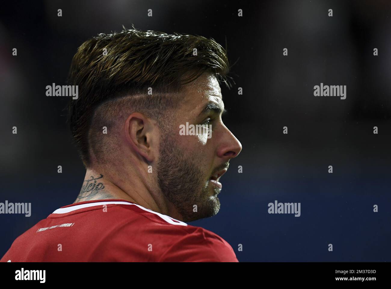 Standard's Aron Donnum looks on during a soccer match between OHL Oud