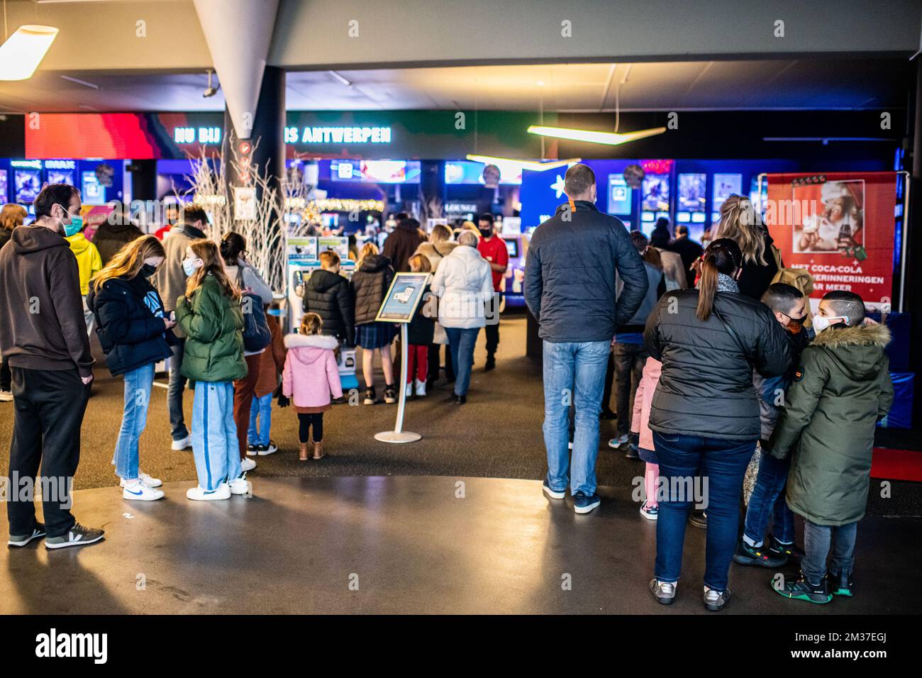 Illustration picture shows people entering a movie theatre at a