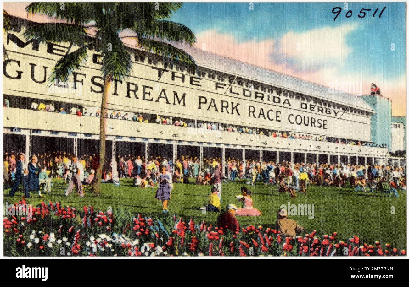 Gulfstream Park race course , Sports & recreation facilities, Tichnor Brothers Collection, postcards of the United States Stock Photo