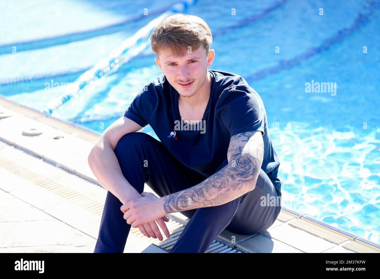 Union's Joachim Imbrechts poses for the photographer after a training