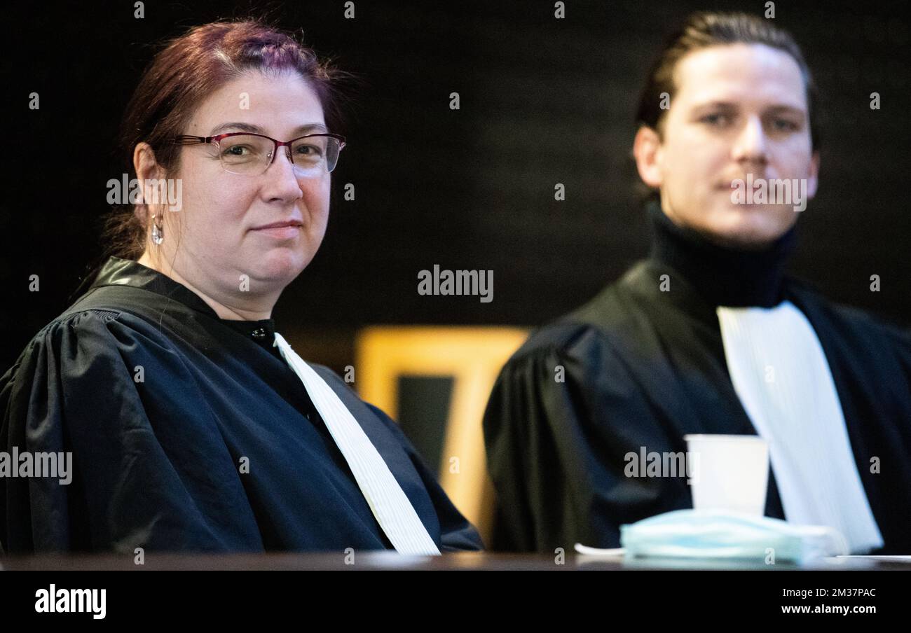 Lawyer Andreea Burlacu and Lawyer Sylvain Lion pictured during the jury ...