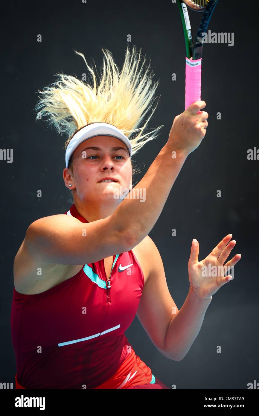 Marta Kostyuk WTA 50 Pictured In Action During A Game Between French marta-kostyuk-wta-50-pictured-in-action-during-a-game-between-french