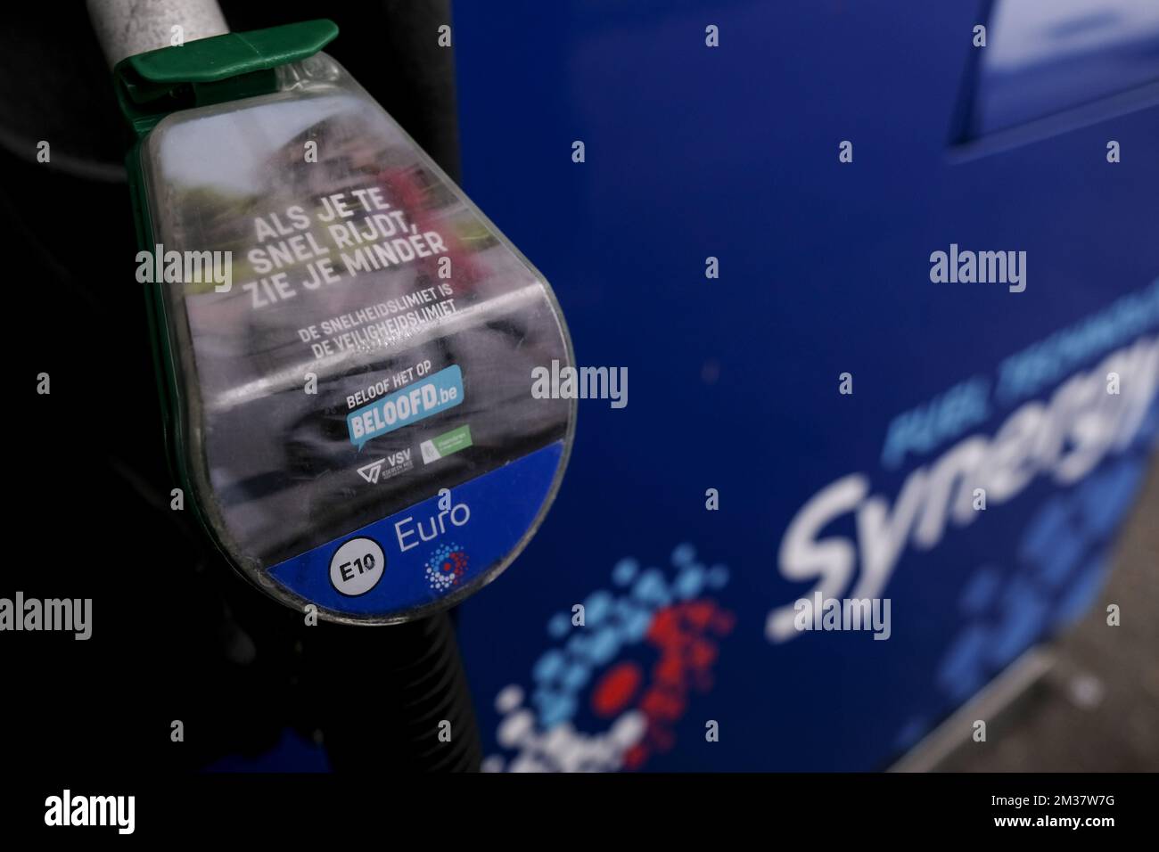 Illustration picture shows a nozzle to fill the fuel tank of a car, at