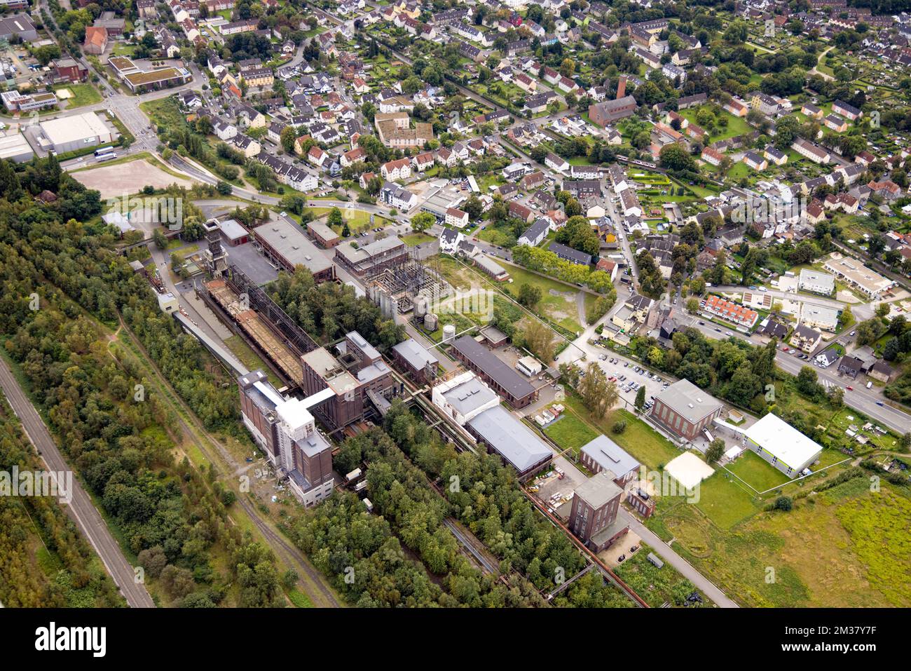 Aerial view, industrial monument Hansa coking plant in Huckarde district in Dortmund, Ruhr area, North Rhine-Westphalia, Germany, DE, Dortmund, Europe Stock Photo