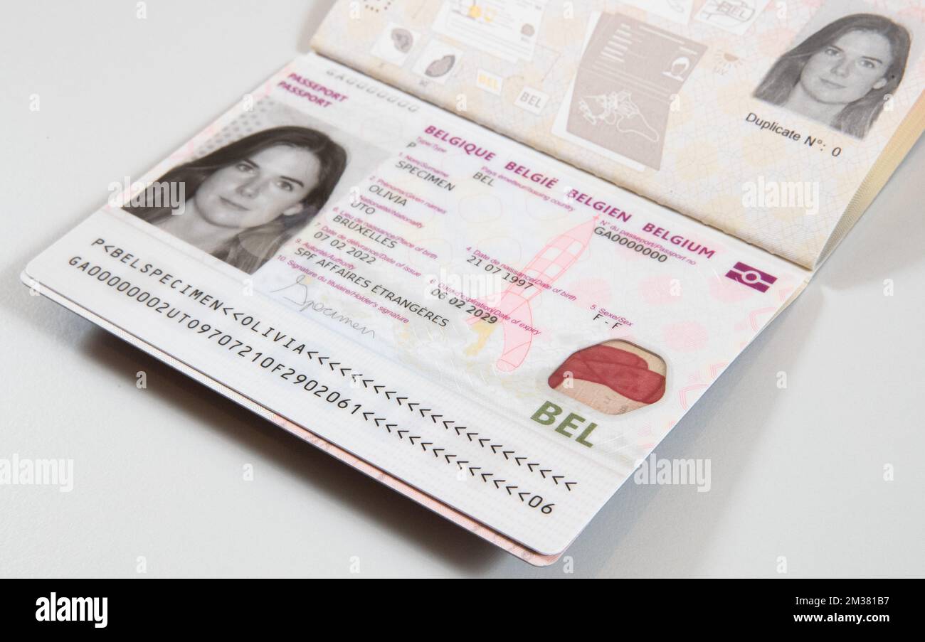 Illustration shows the first page with personal information and a pass