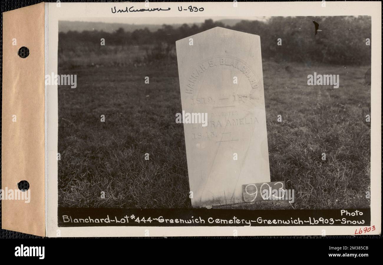 Hannah S. Blanchard, Greenwich Cemetery, Old section, lot 444